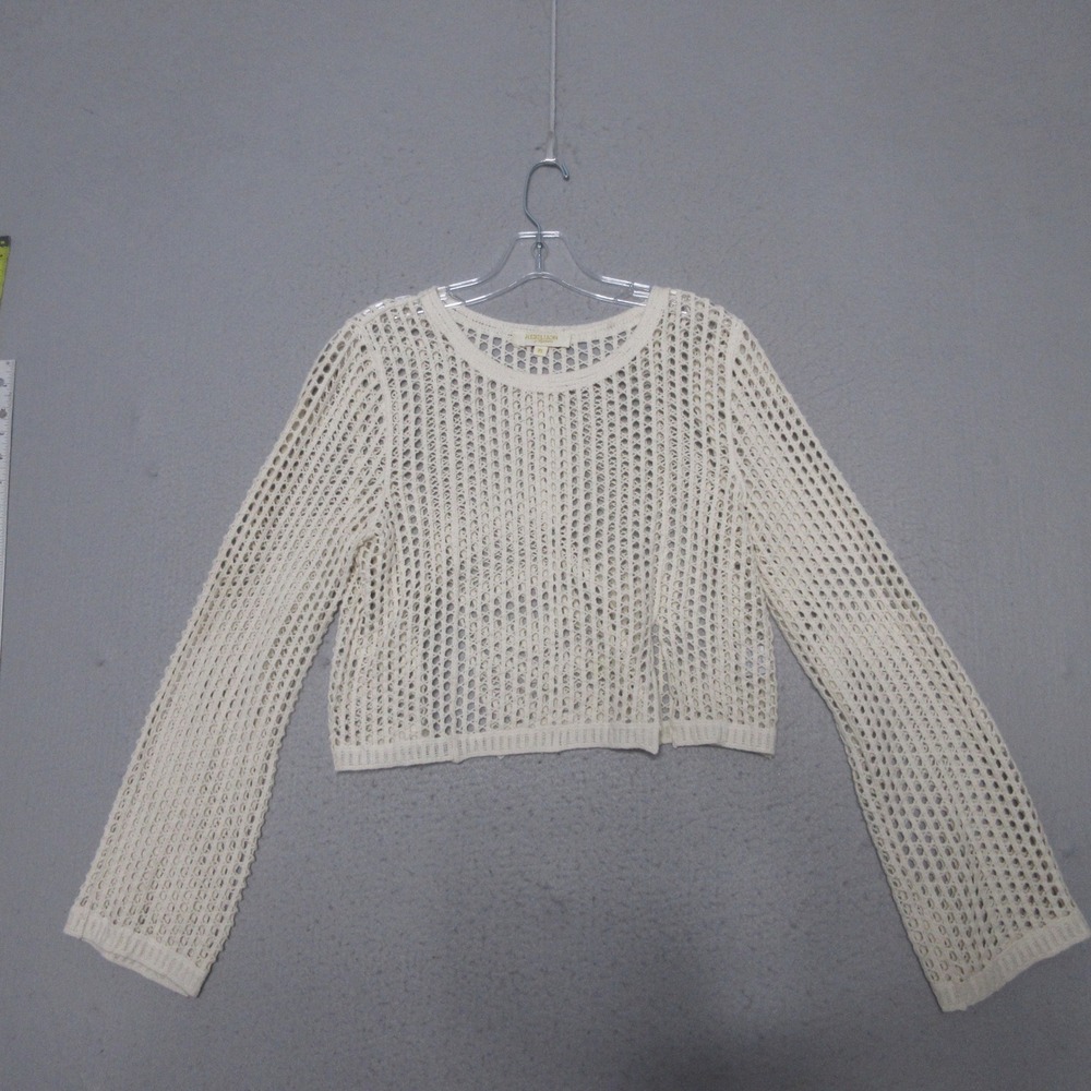 Rebellion Again Sweater XS Open Knit Crochet Cropped Boho Cotton Beachy Festival